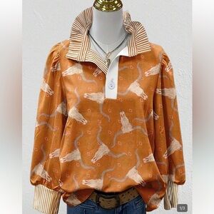 Stylish Orange Animal Print Blouse